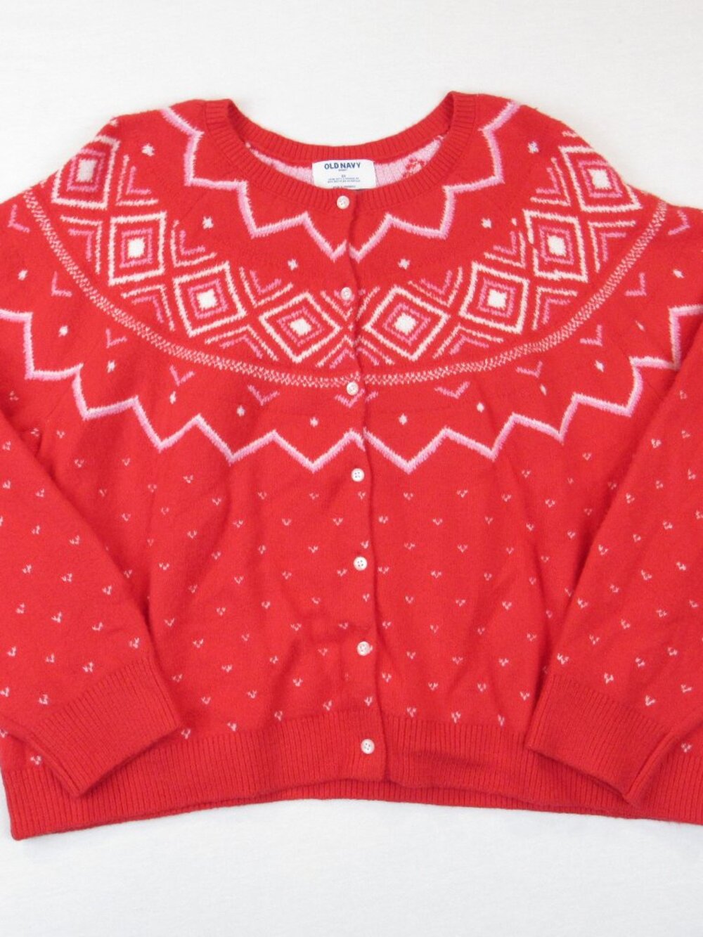 Old Navy SoSoft Cardigan Sweater Women's Plus Size XXL Red White Fair Isle